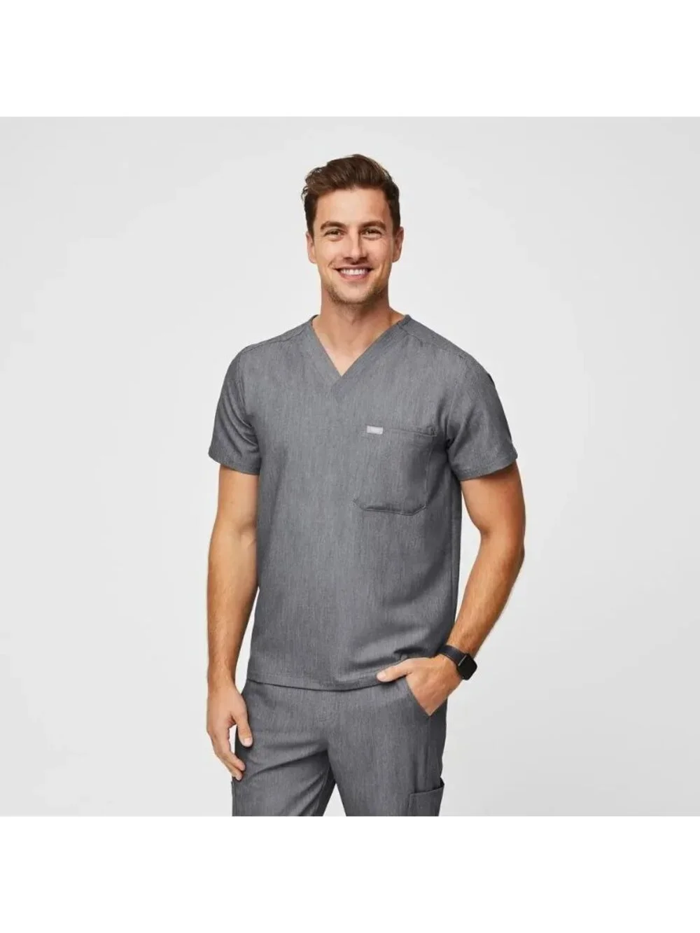 Figs Men Size XL Tansen Jogger Scrub Slim Fit Pant & Leon Scrub Top Set Graphite